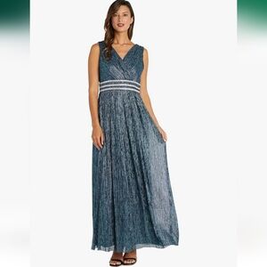 R&M Richards Womens Evening Sleeveless Gown with Rhinestone Cocktail Dress